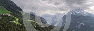 Konigsee lake from Jenner mount in Berchtesgaden National Park, Alps Germany