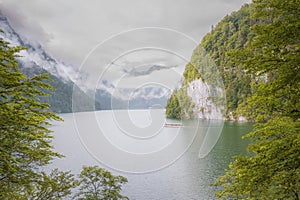 Konigsee lake near Jenner mount in Berchtesgaden National Park, Alps Germany