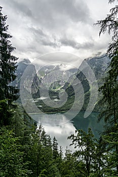 Konigssee Idyllic alpine lake in Berchtesgaden, Bavaria, Germany