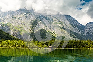 Konigssee lake, known as Germany`s deepest and cleanest lake.
