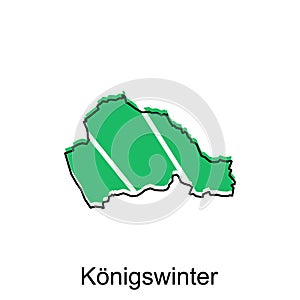 Konigswinter City Map illustration. Simplified map of Germany Country vector design template