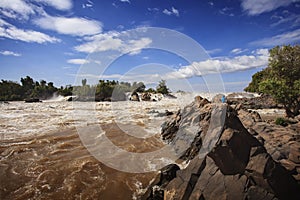 Konpapeng waterfall ,mekong river in champasak southern of laos