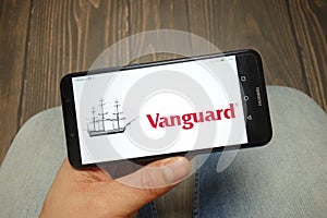 KONSKIE, POLAND - 05 MAY, 2019: Vanguard Group Inc logo displayed on smartphone