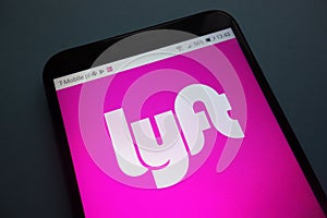 Lyft logo on smartphone