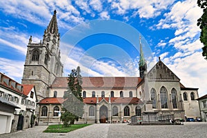 Konstanz, Germany -  Full side view of Constance Minster or Cathedral in historic city center