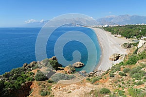 Konyaalti Beach and the Taurus Mountains in Antalya, Turkey