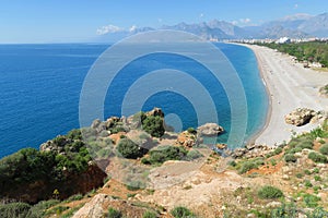 Konyaalti Beach and the Taurus Mountains in Antalya, Turkey