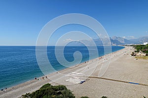 Konyaalti Beach and the Taurus Mountains in Antalya, Turkey