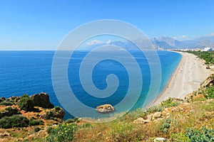 Konyaalti Beach and the Taurus Mountains in Antalya, Turkey