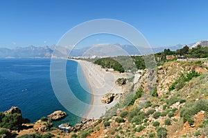 Konyaalti Beach and the Taurus Mountains in Antalya, Turkey