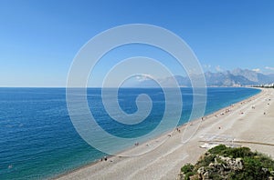 Konyaalti Beach and the Taurus Mountains in Antalya, Turkey