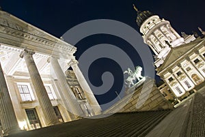 Konzerthaus And French Cathedral At Night, Berlin