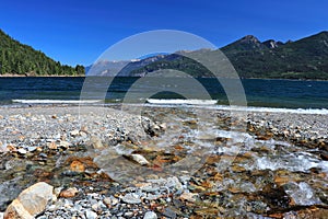 Kootenay Lake from Fletcher Creek Beach Provincial Park with Purcell Mountains, Interior British Columbia