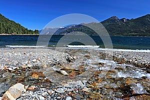 Kootenay Lake from Fletcher Creek Beach Provincial Park with Purcell Mountains, Interior British Columbia photo