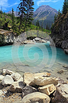 Kootenay National Park, Glacial Water of Tokumm Creek at Marble Canyon, British Columbia, Canada