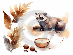 Kopi luwak animal. Indonesian coffee concept