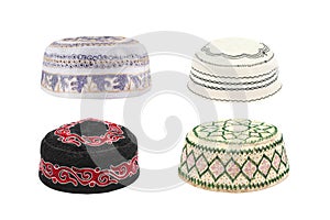 Kopiah hat for muslims on white background