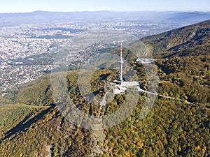 Kopititoto tower, Vitosha Mountain and city of Sofia, Bulgaria