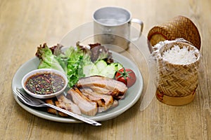 Kor Moo Yang ( charcoal grilled pork jowl meat ), Thai Isan cuisine