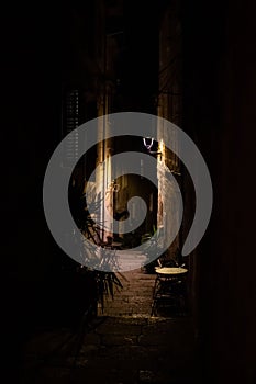 KorÄula Old Town alley at night