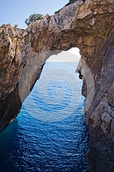 Korakonissi bay with stone bridge formation, Zakynthos, Greece