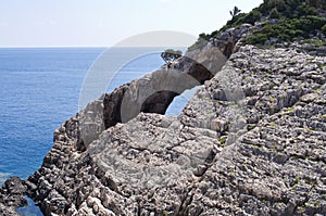 Korakonissi bay with stone bridge formation, Zakynthos, Greece