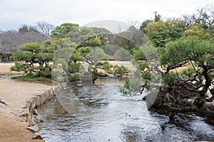 Korakuen Garden in Okayama, Japan. Korakuen was built in 1700 by Ikeda Tsunamasa, lord of Okayama.