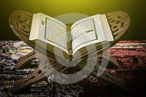 Koran - holy book of Muslims, sunlight effect filter