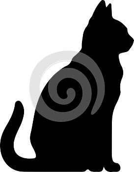 Korat Cat Black Silhouette Generative Ai