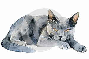 Korat watercolor, isolated on white background