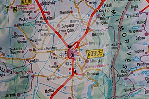 Korce, Albania, on a road m