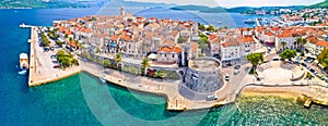 Korcula. Historic town of Korcula aerial panoramic view photo