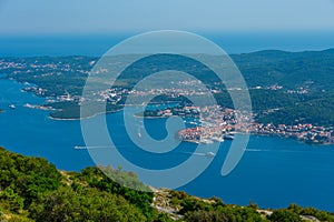 Korcula island viewed from Sveti Ilija mountain at Peljesac peni