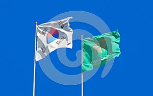 Korea and Daejeon flags together