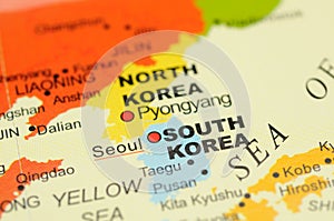 Korea on map