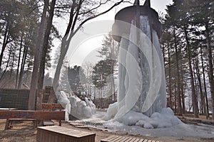 Korea nami Island Ice water frozen fountain