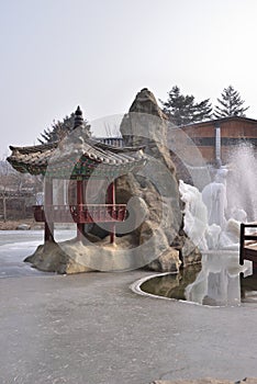 Korea nami Island Ice water frozen fountain park