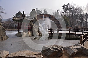 Korea nami Island relic Koisk frozen pond water