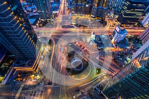 Korea,Night traffic speeds through an intersection in Seoul,Korea photo