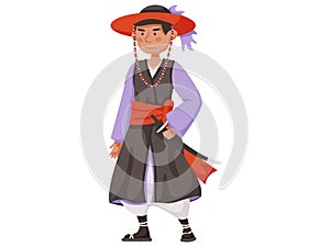 Korea traditional clothes man wearing ancient costume isolated asian dress concept flat vector