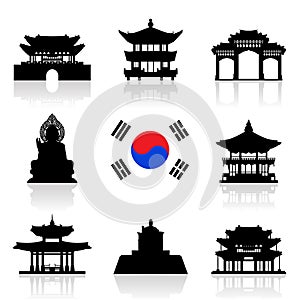 Korea Travel Icon Set.