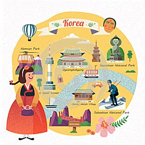 Korea travel illustration