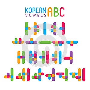 Korean alphabet set in flat style