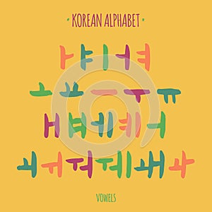 Korean alphabet set in hand drawn style