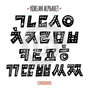 Korean alphabet set in hand drawn style photo