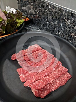 Korean bbq brisket meat plate raw