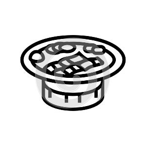 korean bbq grill cuisine line icon vector illustration