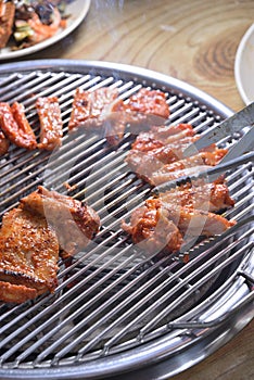 Korean BBQ mushroom chicken slice barbecue
