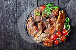 Korean braised pork ribs with red pepper flakes