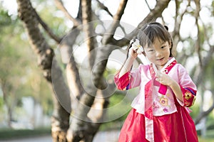 Korean child wearing a Traditional Hanbok